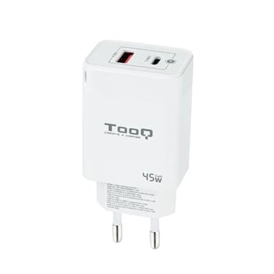Tooq Cargador pared GAN USB-C/PD+USB-A/QC 45W