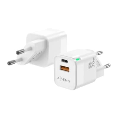 Aisens Cargador GaN 30W USB-C PD3.0 QC4.0 USB-A