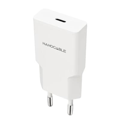 Nanocable Cargador USB-C/PD + USB-A/QC 25W Blanco