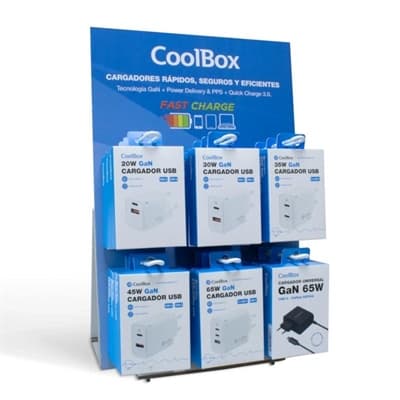COOLBOX PACK 12 CARGADORES GAN2 + EXPOSITOR