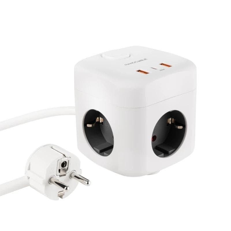 Nanocable Base de enchufe con 3 USB c / interruptor