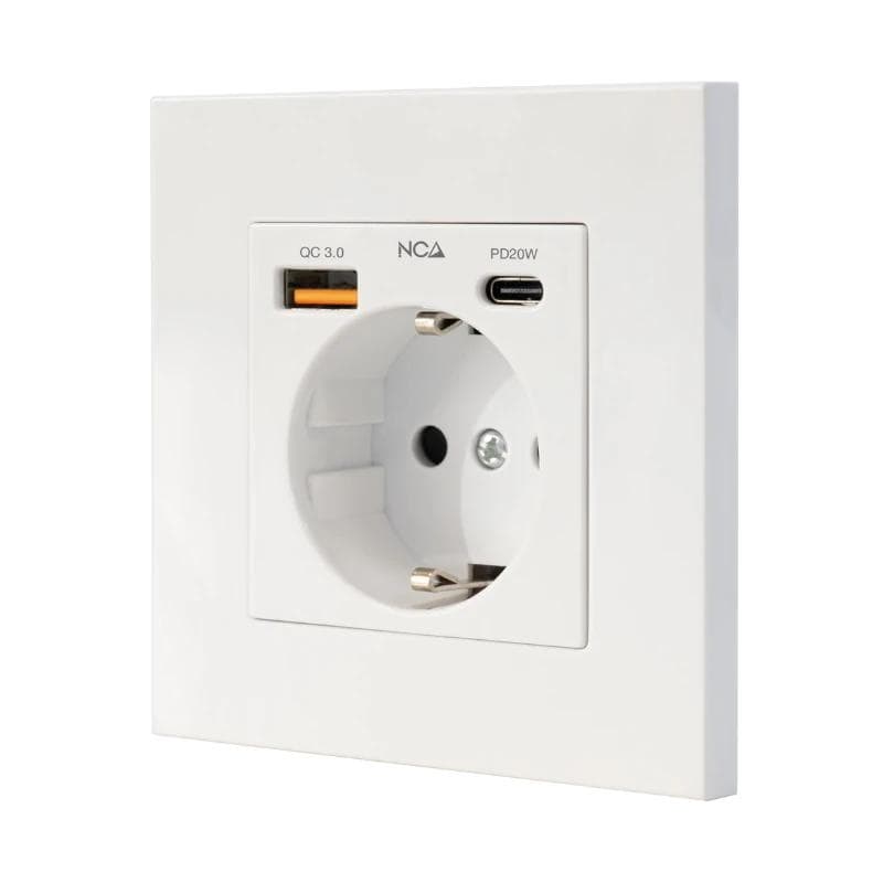 Nanocable Base Pared toma SCHUKO 2USB-C PD20 W