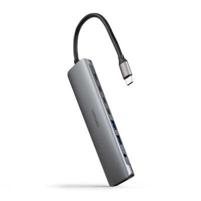 Nanocable Hub 8en1 USB-A+USB-C+HDMI+USB-C PD+Jack