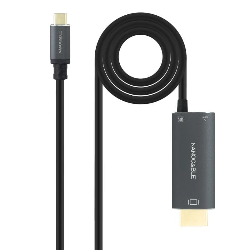 Nanocable Cable USB-C / M-HDMI 2.1+USB-C / H PD 1.8 M
