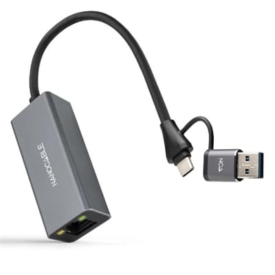 Nanocable Conversor USB-C+USB-A/M 3.0 RJ45 15cm