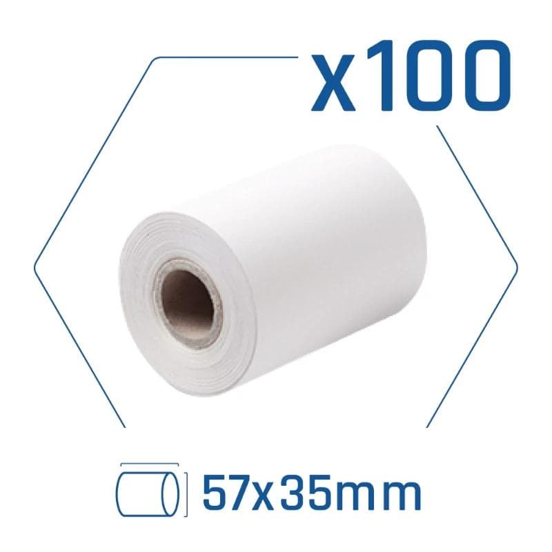 Pack 100 rollos papel trmico datfono 57x35 mm