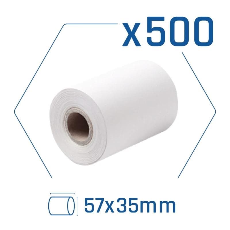 Pack 500 rollos papel trmico datfono 57x35 mm