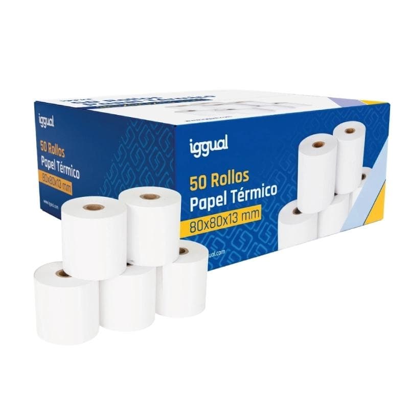 iggual Caja 50 rollos papel trmico sin BPA 80x80