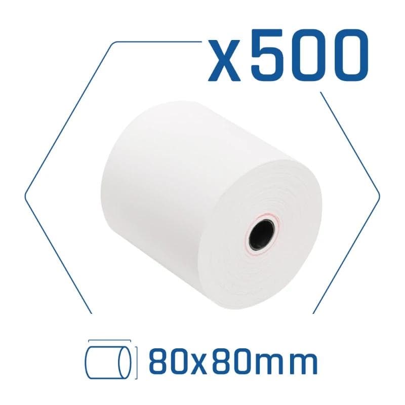 Pack 500 rollos papel trmico sin BPA 80x80 mm