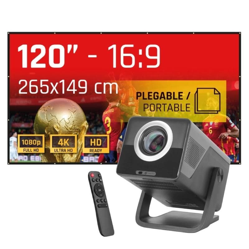 iggual Pack proyector 4K + lona proyeccin120"