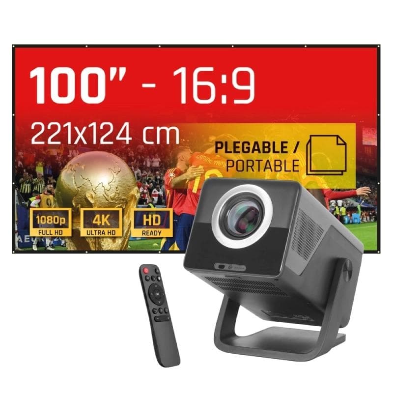 iggual Pack proyector 4K + Lona proyeccin100"