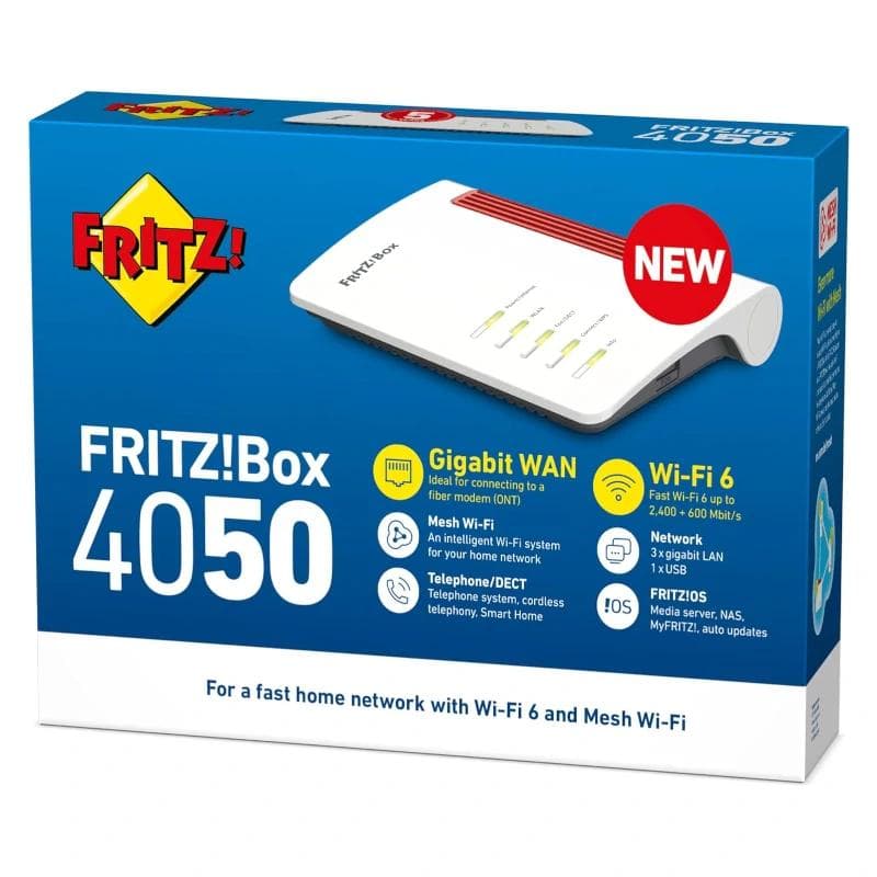 Fritz!Box 4050 Router WiFi6 Mesh 1xGb WAN 3xGb LAN - 4