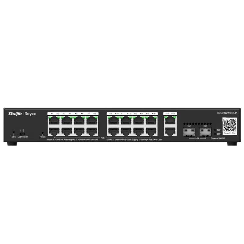 Reyee 20-Port Gigabit Smart POE Switch, 16 PoE / POE