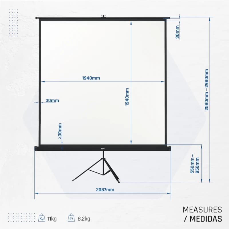 iggual Pantalla 112" 200x200 cm 1:1 trípode+bolsa - 2