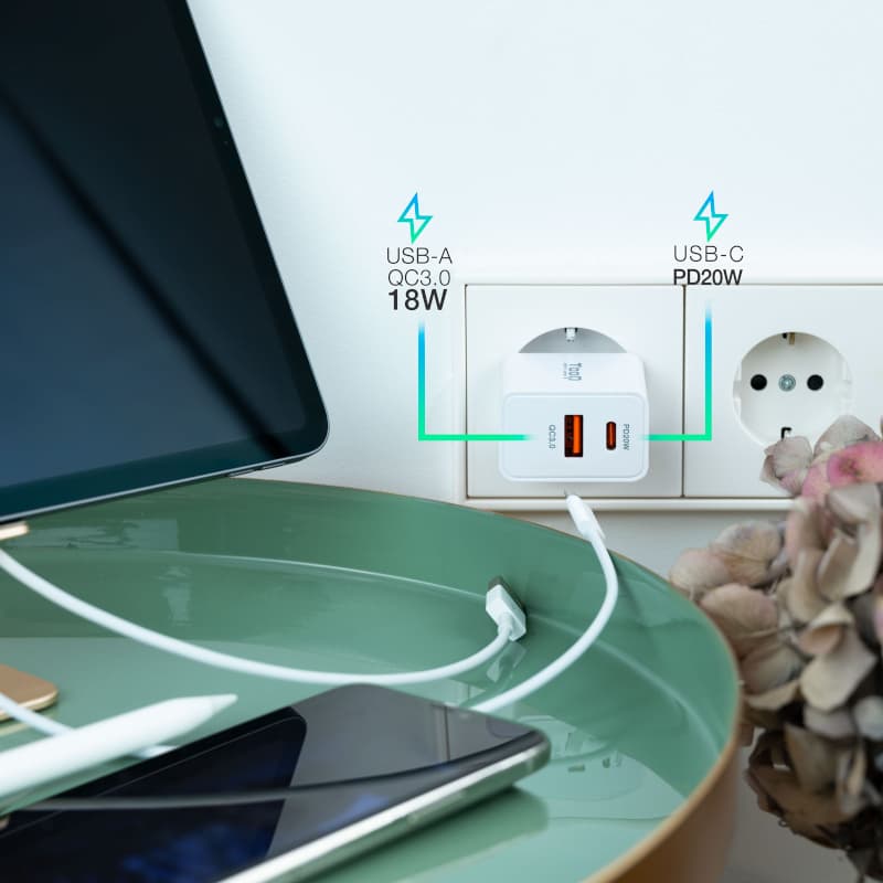 Tooq Cargador de pared doble USB-C PD+ USB A - 3