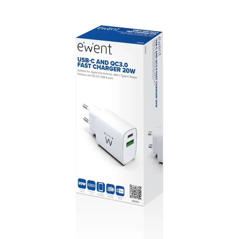 EWENT Cargador rapido Q3 20w Usb-C y Usb-A - 4