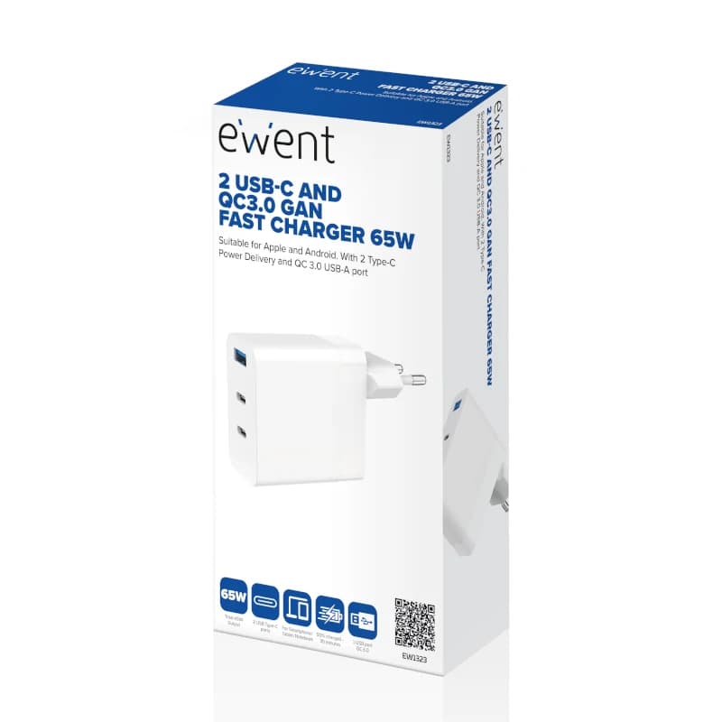EWENT Cargador carga rapido 65w usb-c y usb-a - 4