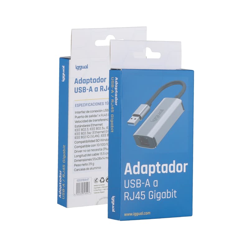 iggual Adaptador USB-A 3.0 a RJ45 Gigabit - 3