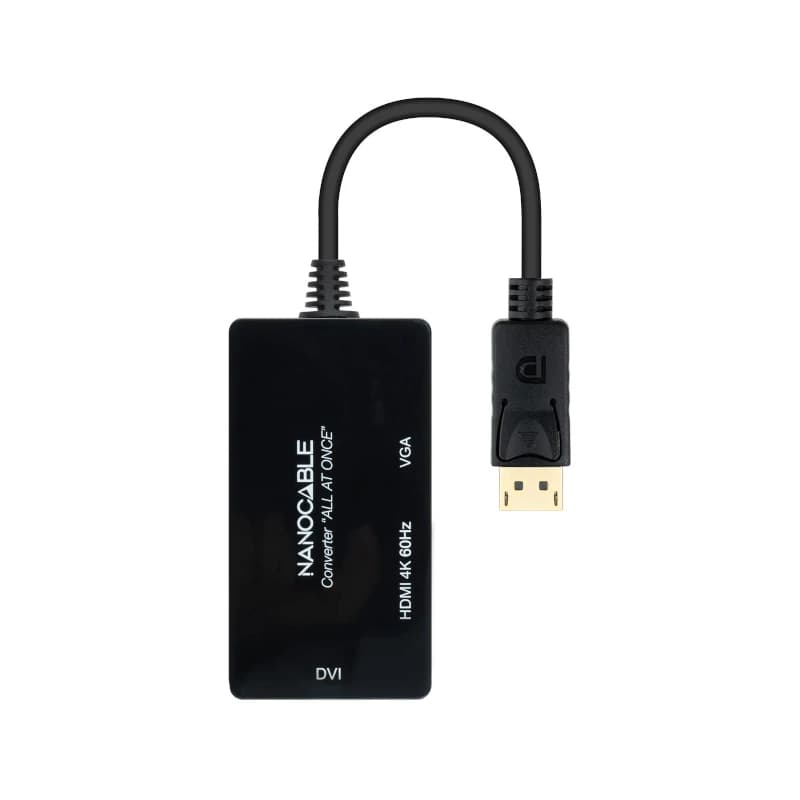 Nanocable Conversor DP a HDMI/DVI/VGA Negro 20 cm - 2