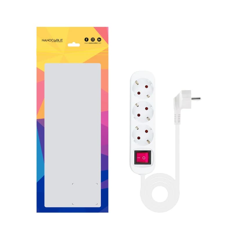 Nanocable Regleta 3 Tomas Interruptor Blanco - 3