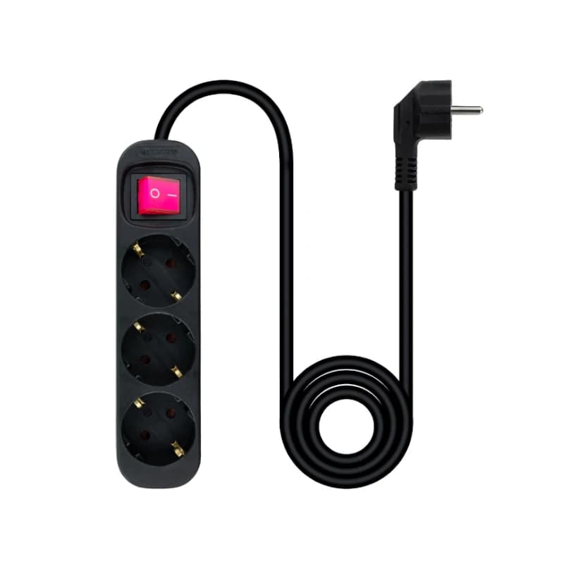 Nanocable Regleta 3 Tomas Interruptor Negro - 2
