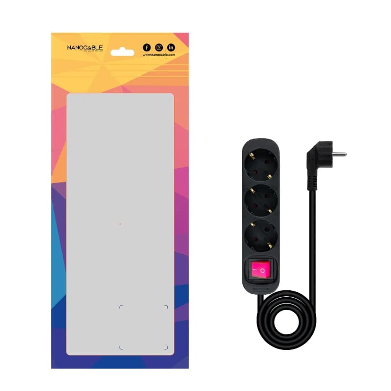 Nanocable Regleta 3 Tomas Interruptor Negro - 3