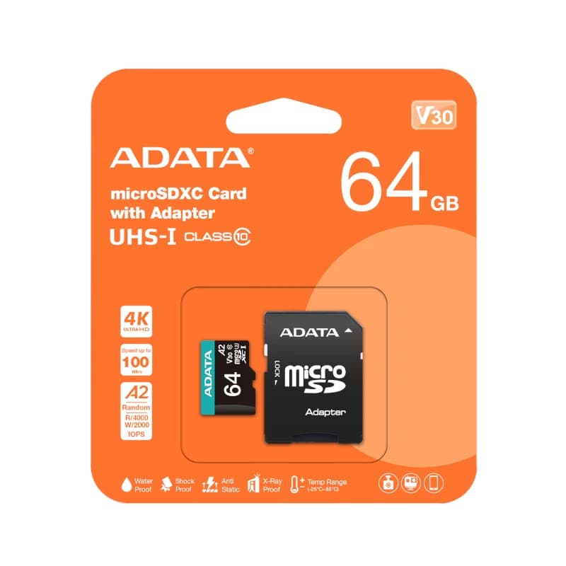 ADATA microSDXC/SDHC UHS-I U3 64GB c/adapt - 2
