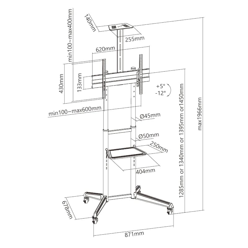 EWENT EW1539 Soporte suelo con ruedas tv 37" a 70" - 3