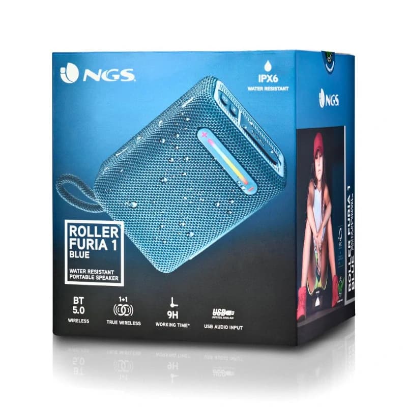NGS Altavoz Rollerfuria1 BT RGB IPX6 Azul 15W - 3
