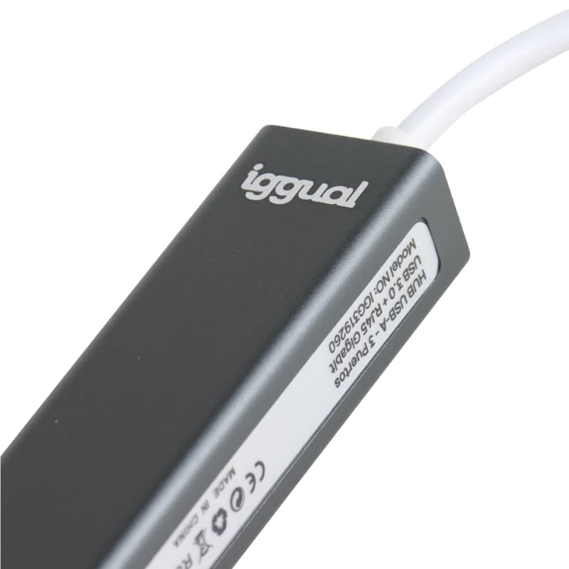 iggual Hub USB-A 3 puertos USB 3.0 + RJ45 Gigabit - 4
