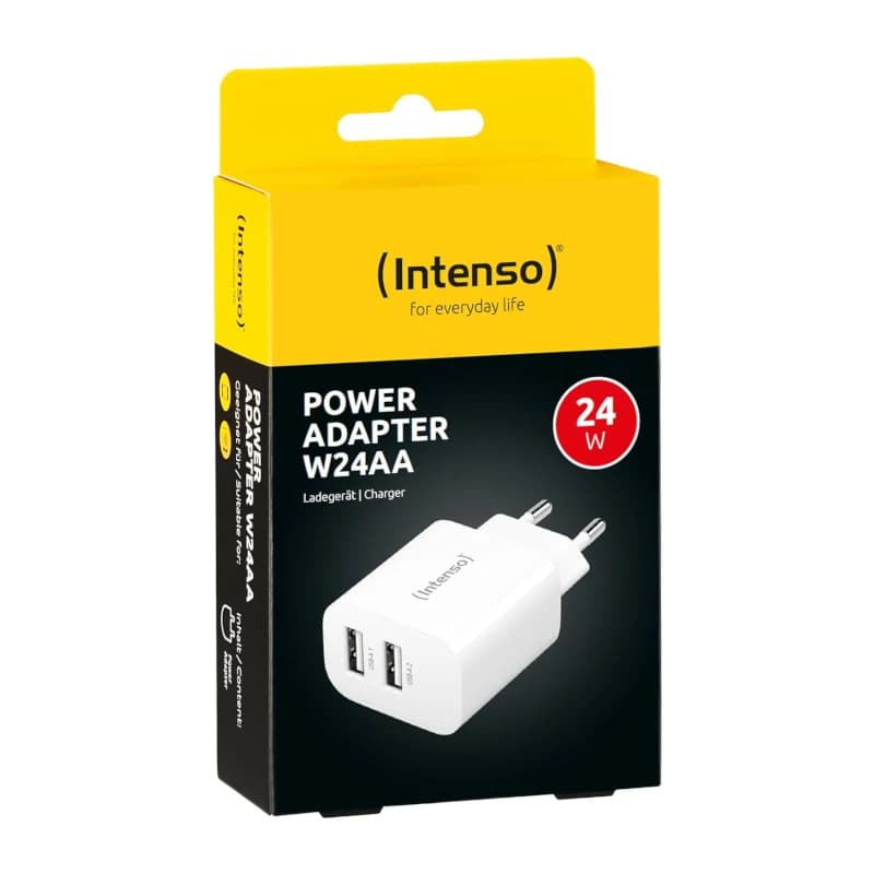 Intenso | Cargador pared W24AA|2xUSB-A|blanco - 2