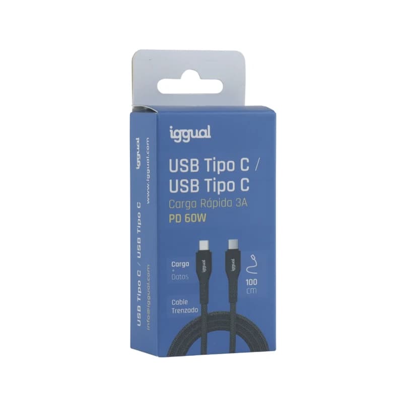 iggual Cable USB-C a tipo C 60W 3A 100 cm trenzado - 3