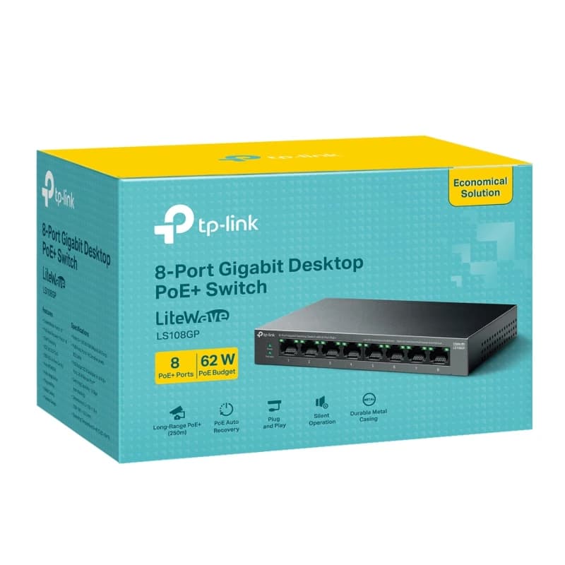 TP-Link LS108GP Switch 8xGb PoE+ 62W Desktop - 4