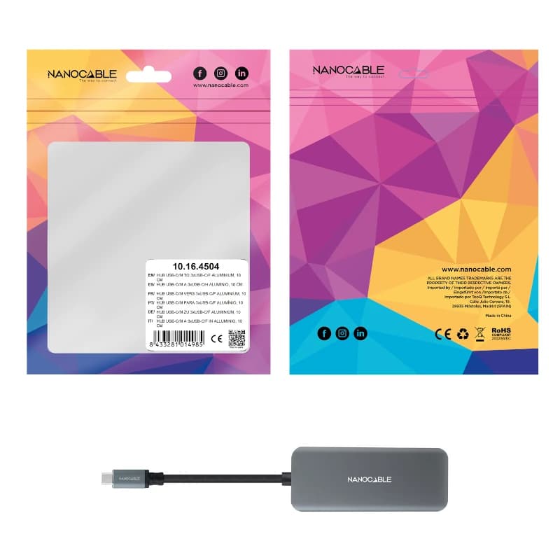 Nanocable HUB USB-C/M a 3xUSB-C/H ALUMINIO 10 cm - 3