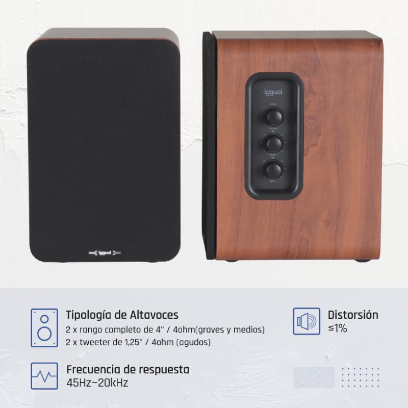 iggual Altavoces 2.0 50W Bluetooth 5.3 Home Studio - 3