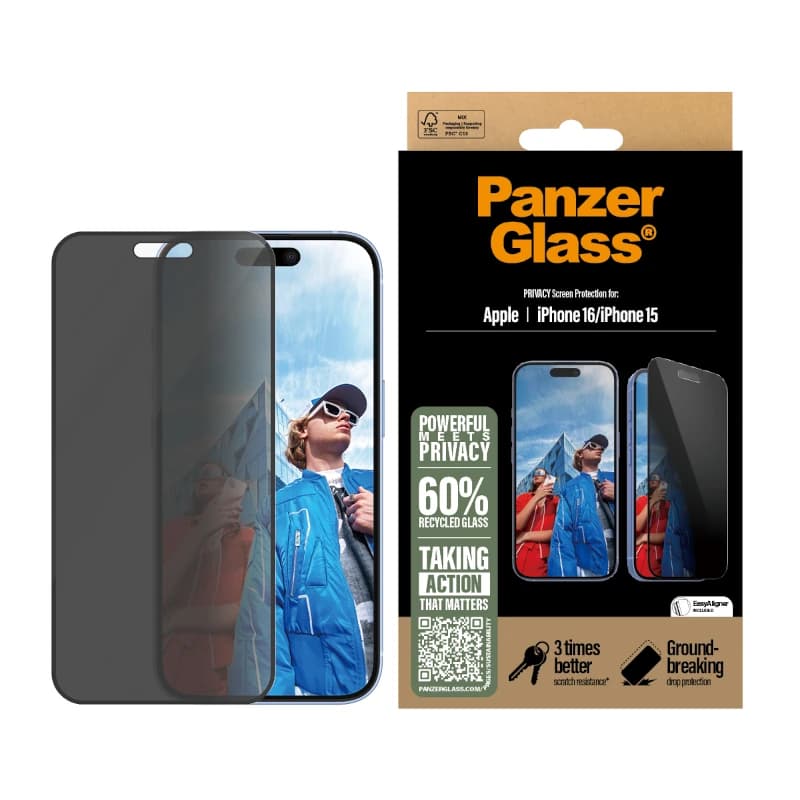PanzerGlass Privacy Screen Protector iPhone 16 -15 - 3
