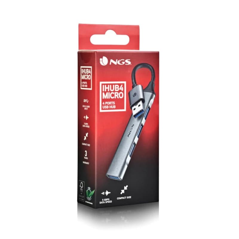 NGS HUB 4 PUERTOS USB: 1 X USB 3.2, 3 X USB 2.0 - 4
