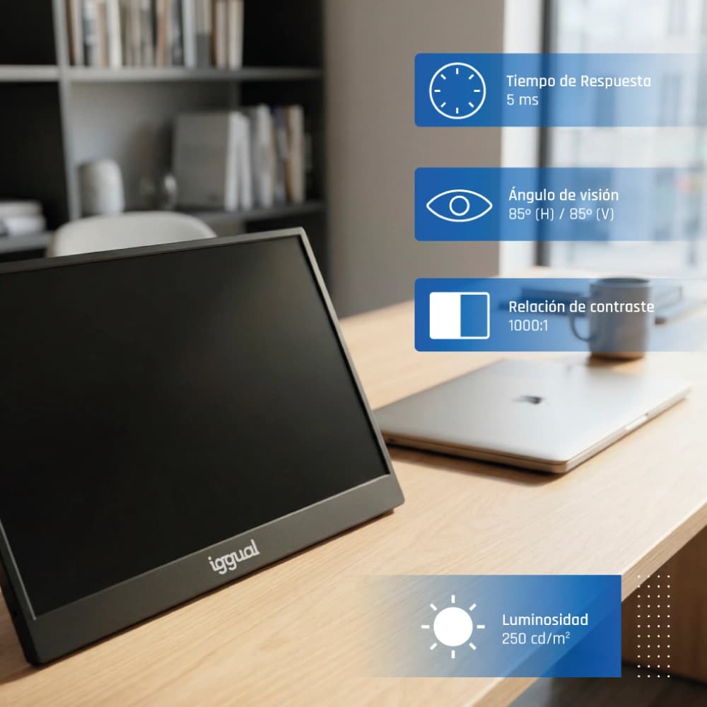 iggual Monitor portátil 15,6" IPS FHD USB-C funda - 3