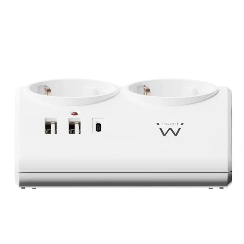 EWENT EW3870 Regleta 2  Shucko 2 Usb-A 1 Usb-C Bl. - 2