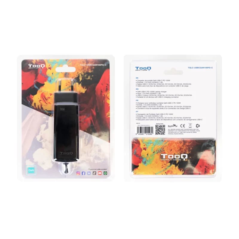 Tooq Cargador portátil GAN USB-C PD 100W Cúbico - 4
