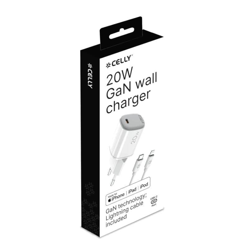 Celly Cargador Gan  1C 20w+ C A Light + Cable - 3
