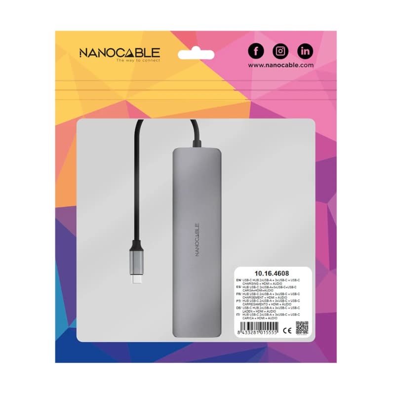 Nanocable Hub 8en1 USB-A+USB-C+HDMI+USB-C PD+Jack - 4