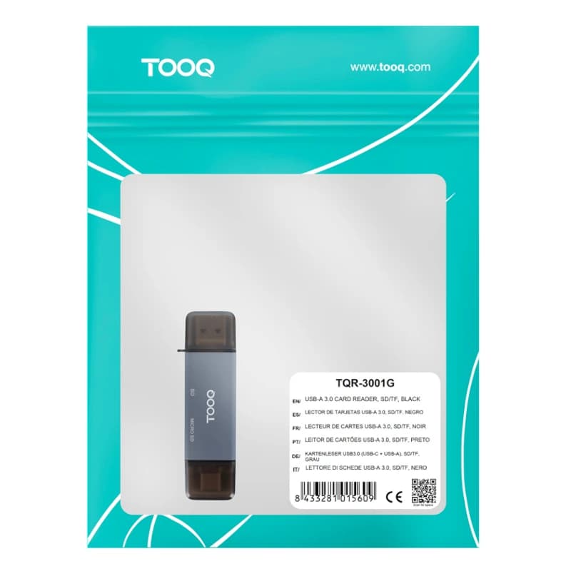 Tooq TQR-3001G Lector USB3.0 (USB-C+USB-A) SD/TF - 2