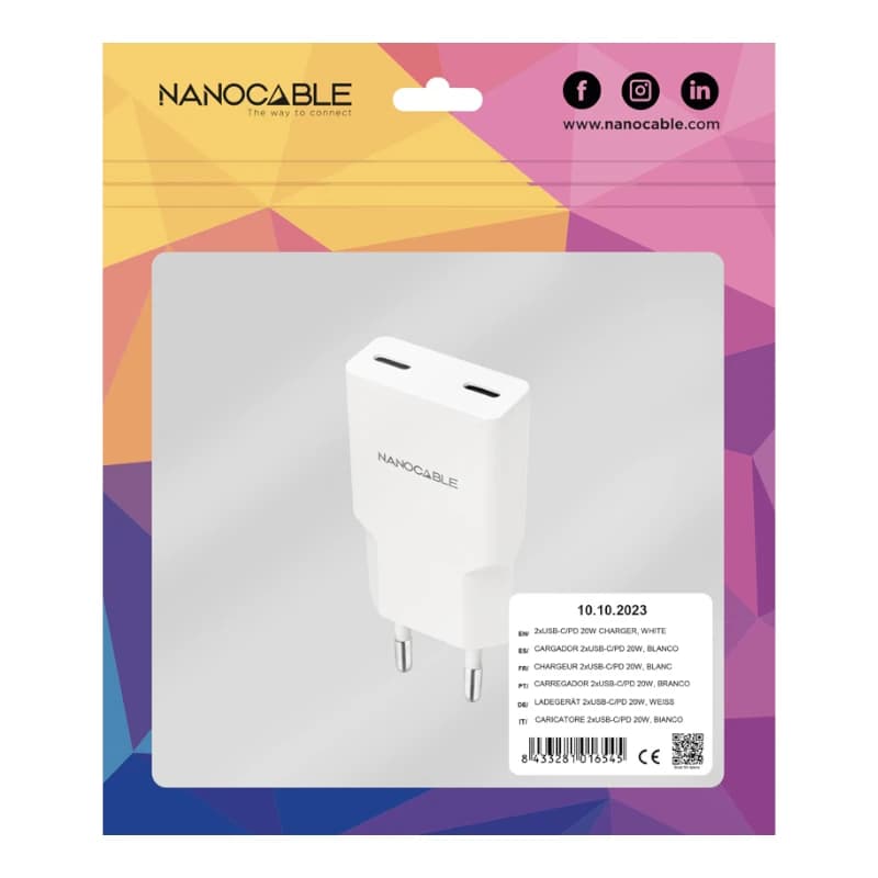 Nanocable Cargador 2xUSB-C/PD 25W  Blanco - 2