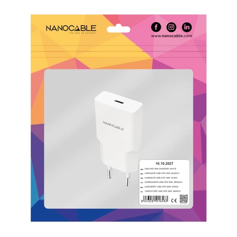 Nanocable Cargador USB-C/PD 30W   Blanco - 3