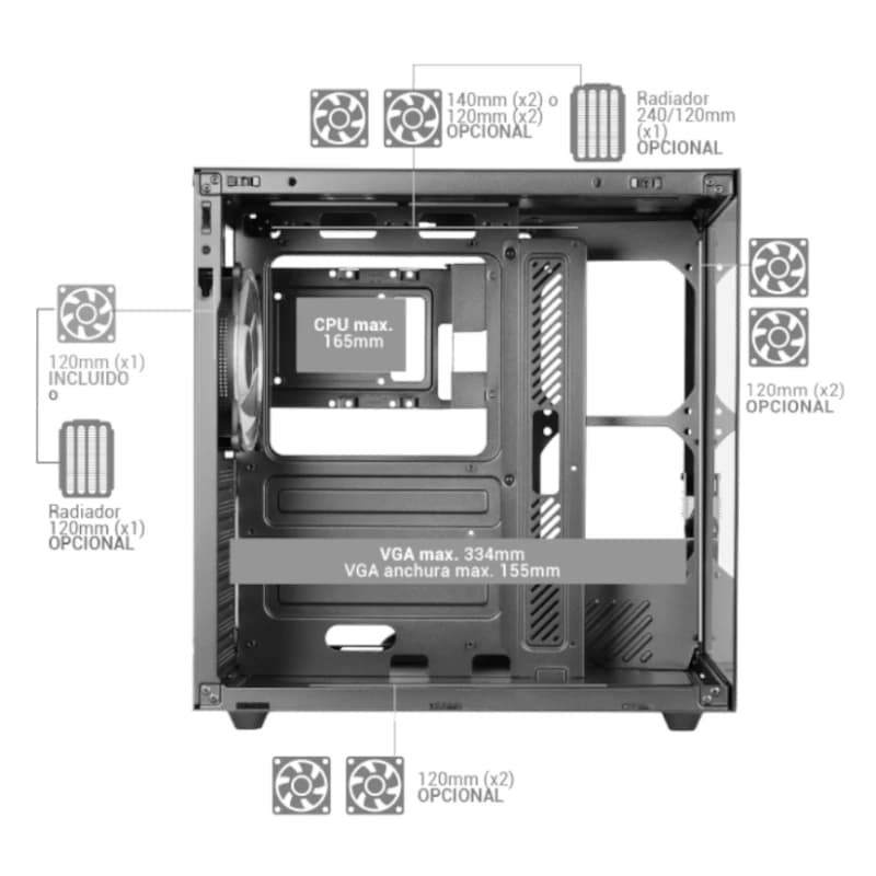 MARS GAMING MCV-ONE Atx Doble Cámara Negro - 3