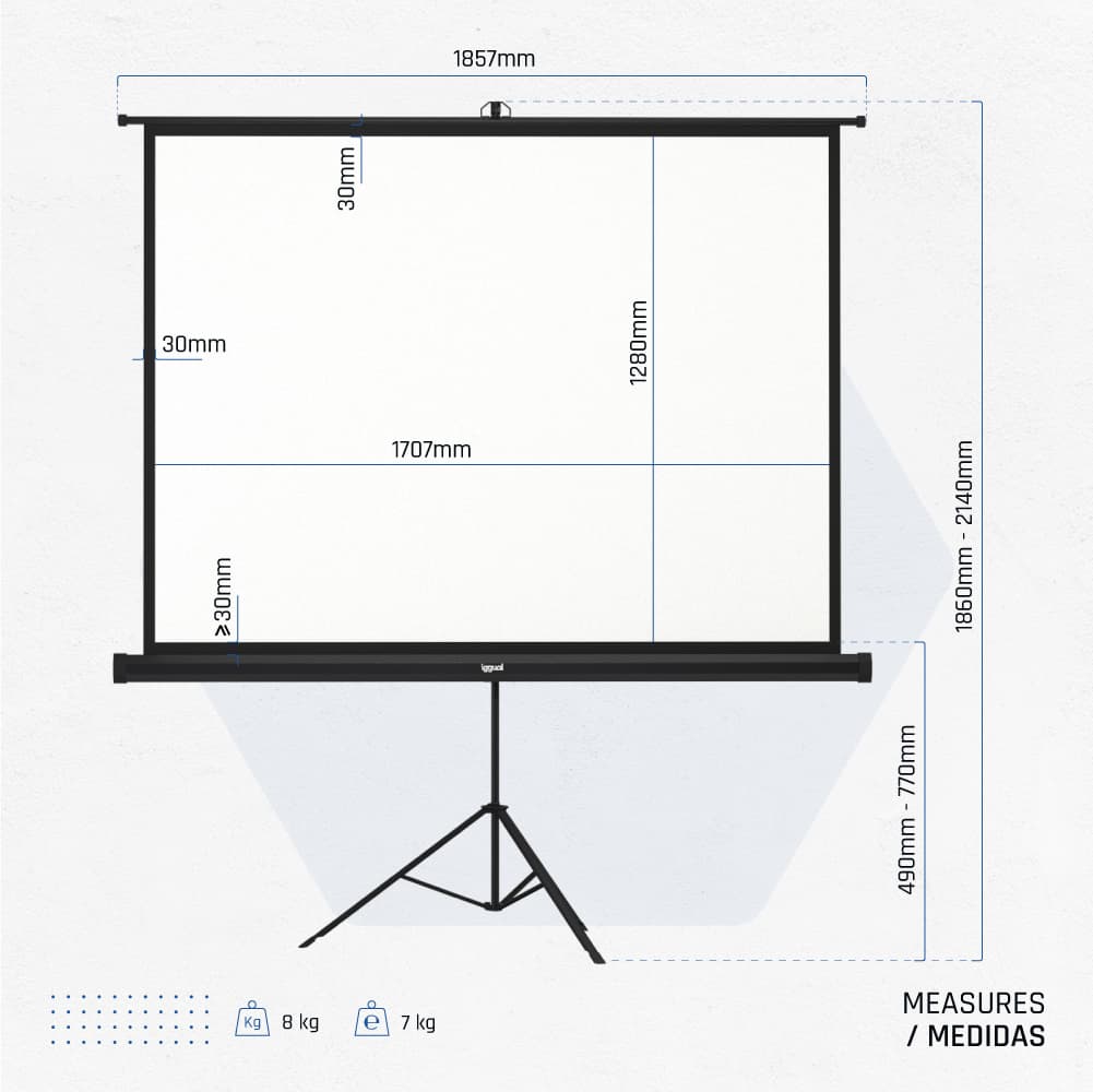 iggual Pantalla 84" 176x134 cm 4:3 trípode+bolsa - 3