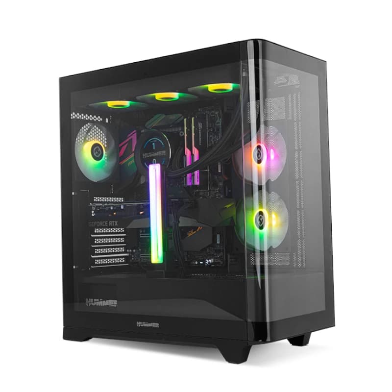 NOX Semitorre HUMMER ETHER Cristal Curvo Negro - 2