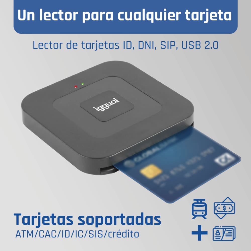 iggual Lector DNI SIP tarjetas ID USB-A / tipo C - 2