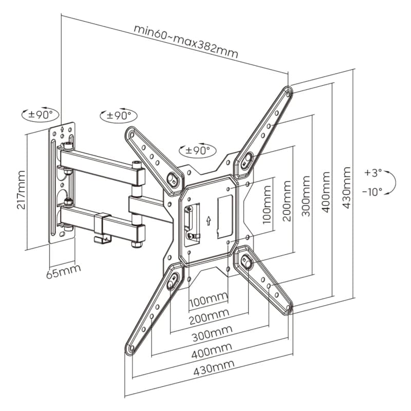 EWENT EW1525 Soporte pared TV ext 3 pivot 23-55" - 3